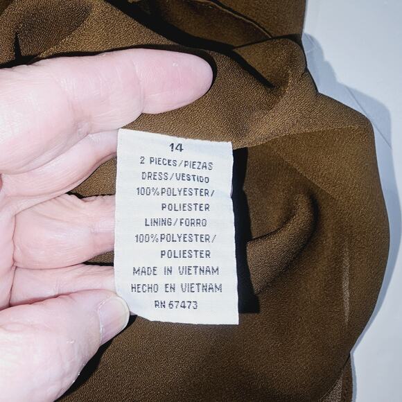 Danny & Nicole Brown Shift Midi Dress Size 14 - Picture 5 of 7